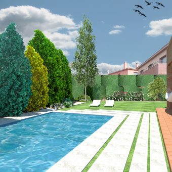 Diseño de Jardín y piscina en Santa Agnès