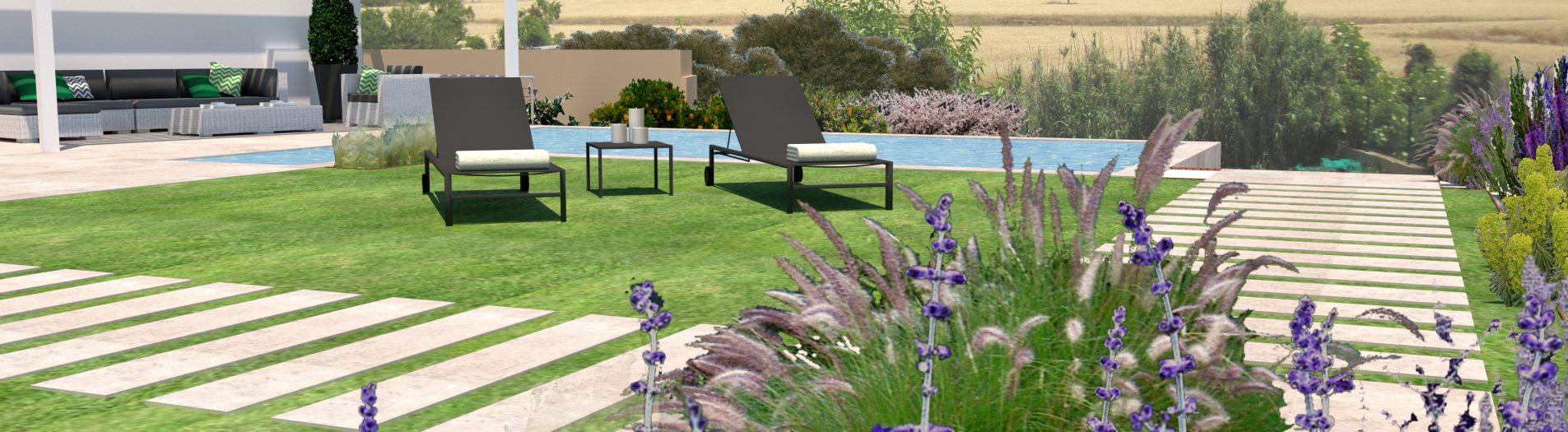 Diseño de jardín y piscina en la Segarra