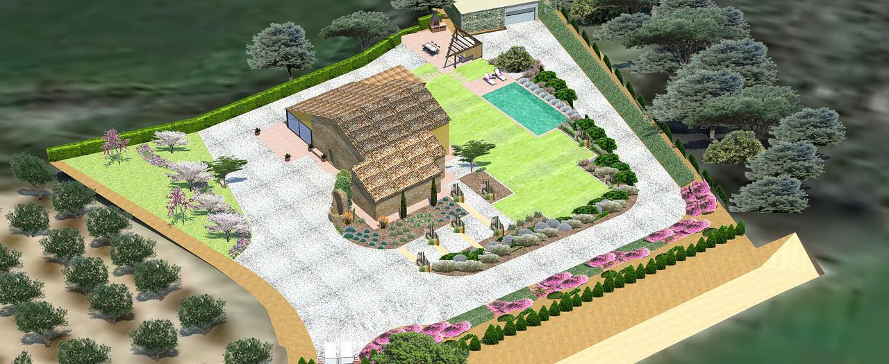 Diseño Jardín y piscina en una masia en el Vallès