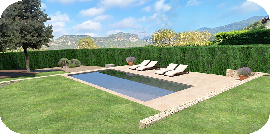 Pool and garden design in a detached house in Osona