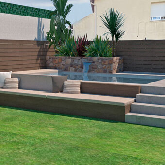 Diseño de piscina y jardín en casa en Sant Fost